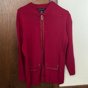 Women’s red zip up cardigan. Good condition